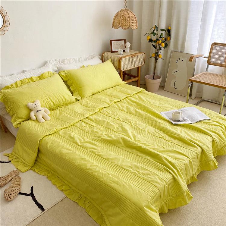 Pure Cotton Summer Quilt: Luxuriously Thick Bed SheetYellow 150x200cm 