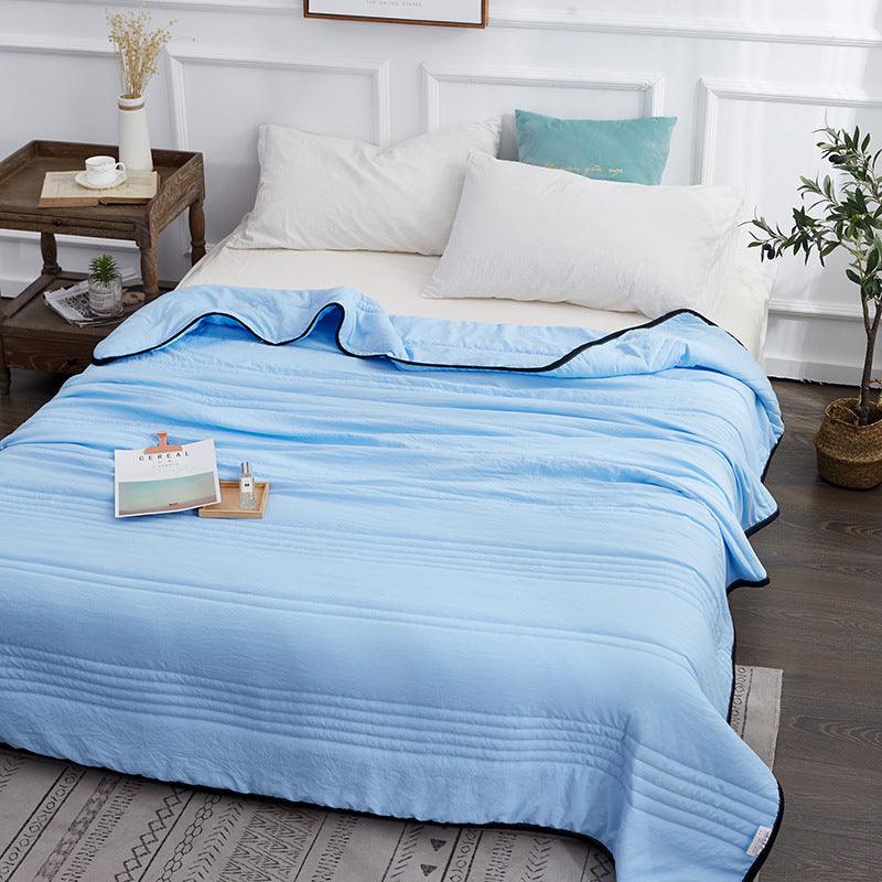 Renew Your Comfort: Washed Cotton Solid Color Bed CoverBlue 100x150cm 