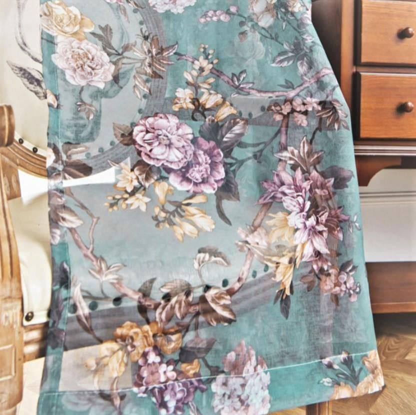Ticana floral pattern sheer custom made curtain100 cm x 250 cm Pencil Pleat 