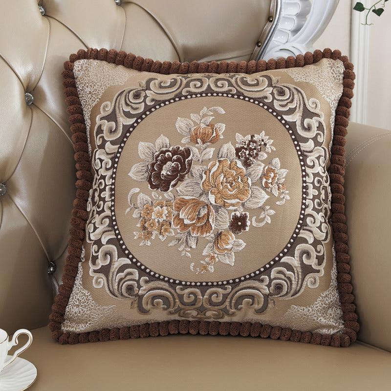 Embroidered Jacquard Classic Style Cushion CoverCoffee 50x50CM 