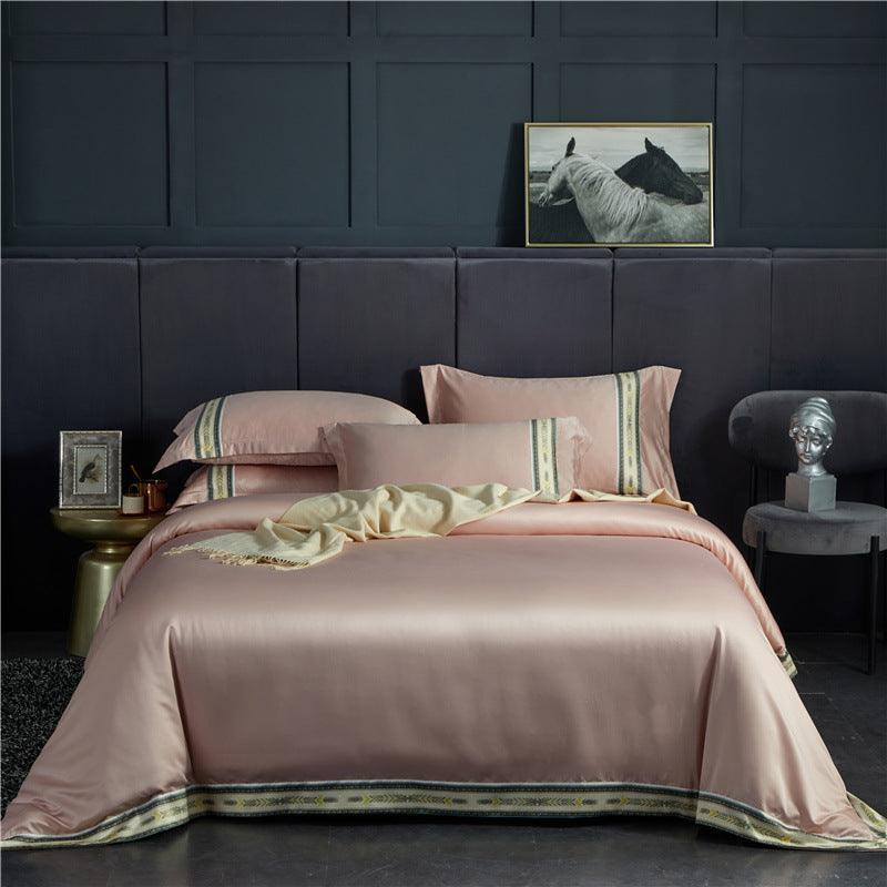 Contemporary Sophistication: Solid Color Silk Satin Modern Bedding SetBrown 1.2m 