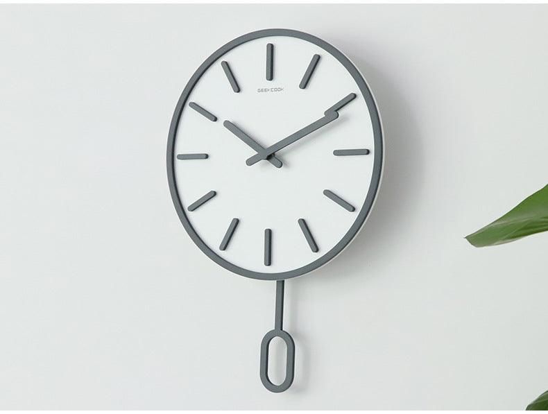 Clock Low Noise Wall Watch Living Room Shop Wall Clock Clock Simple ClockWhite surface and gray edge 30 cm  