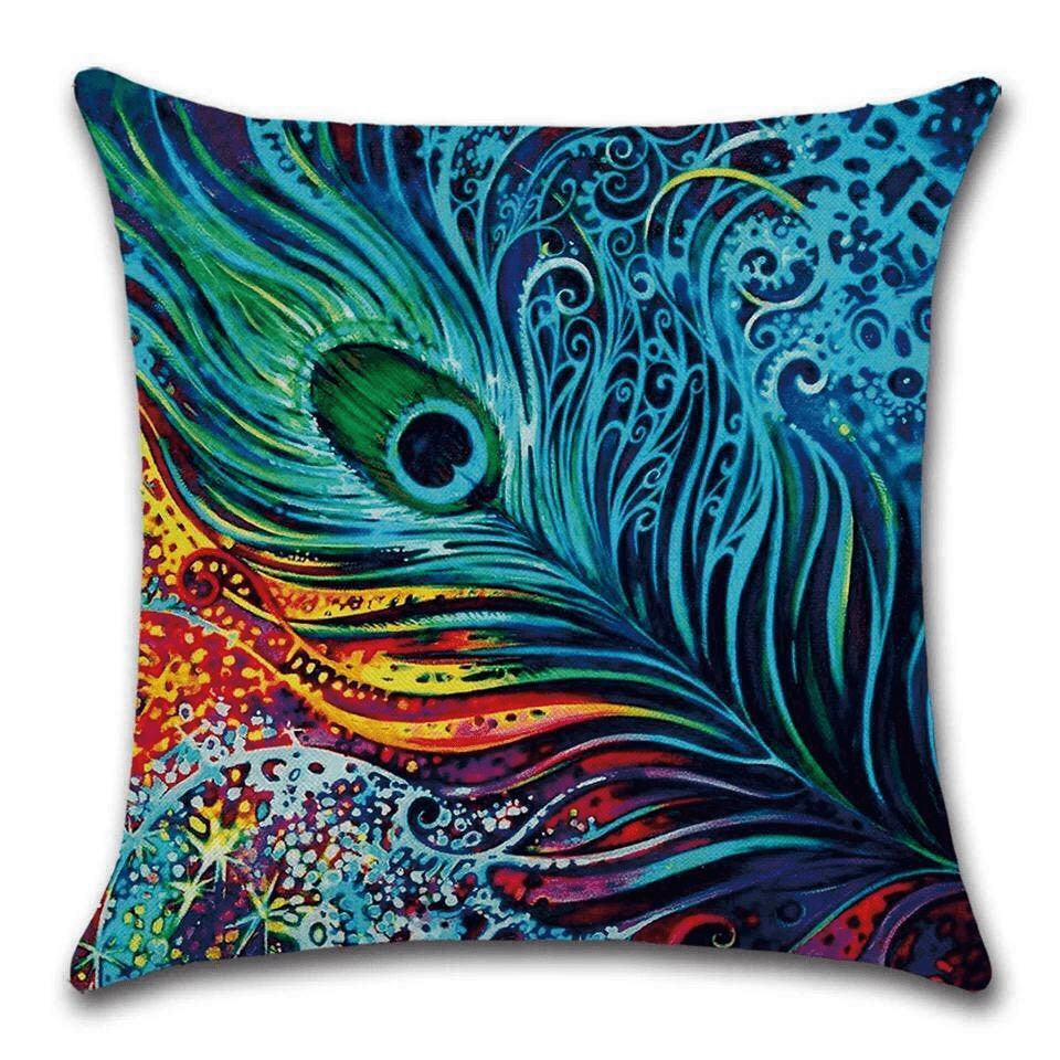 Cushion Cover Peacock - Bright Blue  
