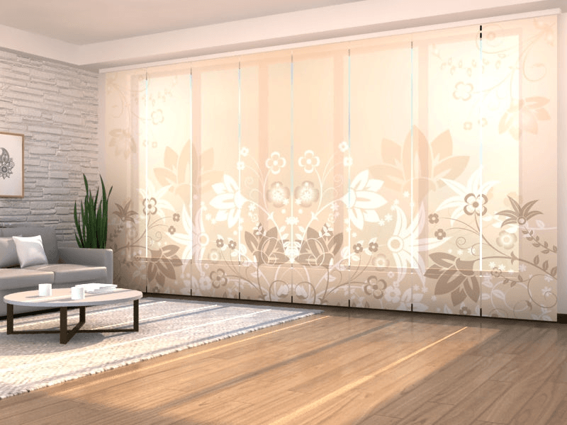 Set of 8 Abstract Floral Design Panel CurtainsScreen 40 140