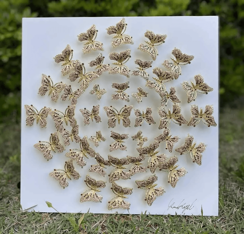 Circle of Butterflies Wall Art White  