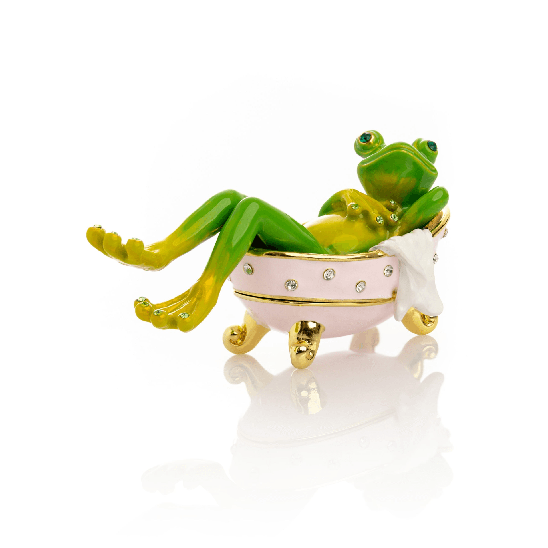 Frog In Bathtub Trinket Box  