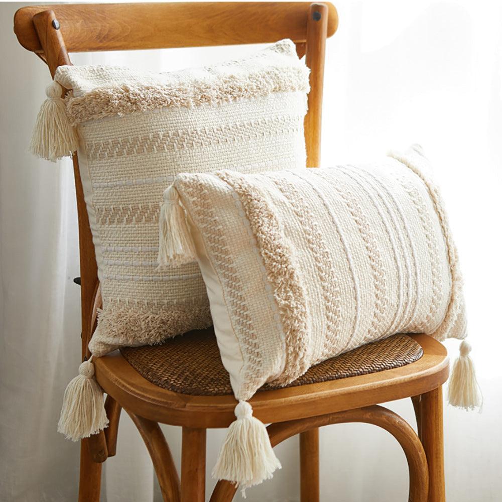 Ethnic Elegance: Tassel Embellished Cushion Cover - Elevate Your Home Decor with Bohemian Flair  