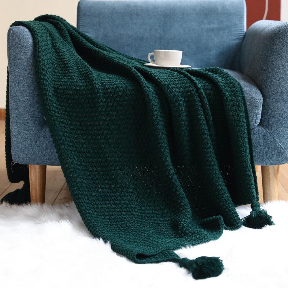 Blanket Shawl Leisure Bed Cover Small WoolenGreen 130x170CM 