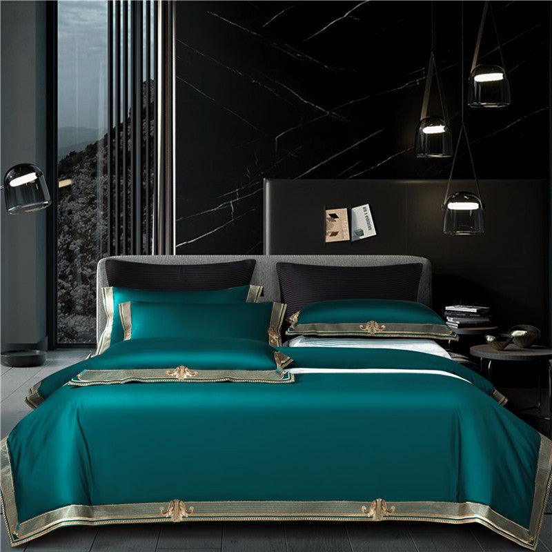 Nordic Elegance: Pure Cotton Light Luxury Bedding SetGreen 200x230cm 
