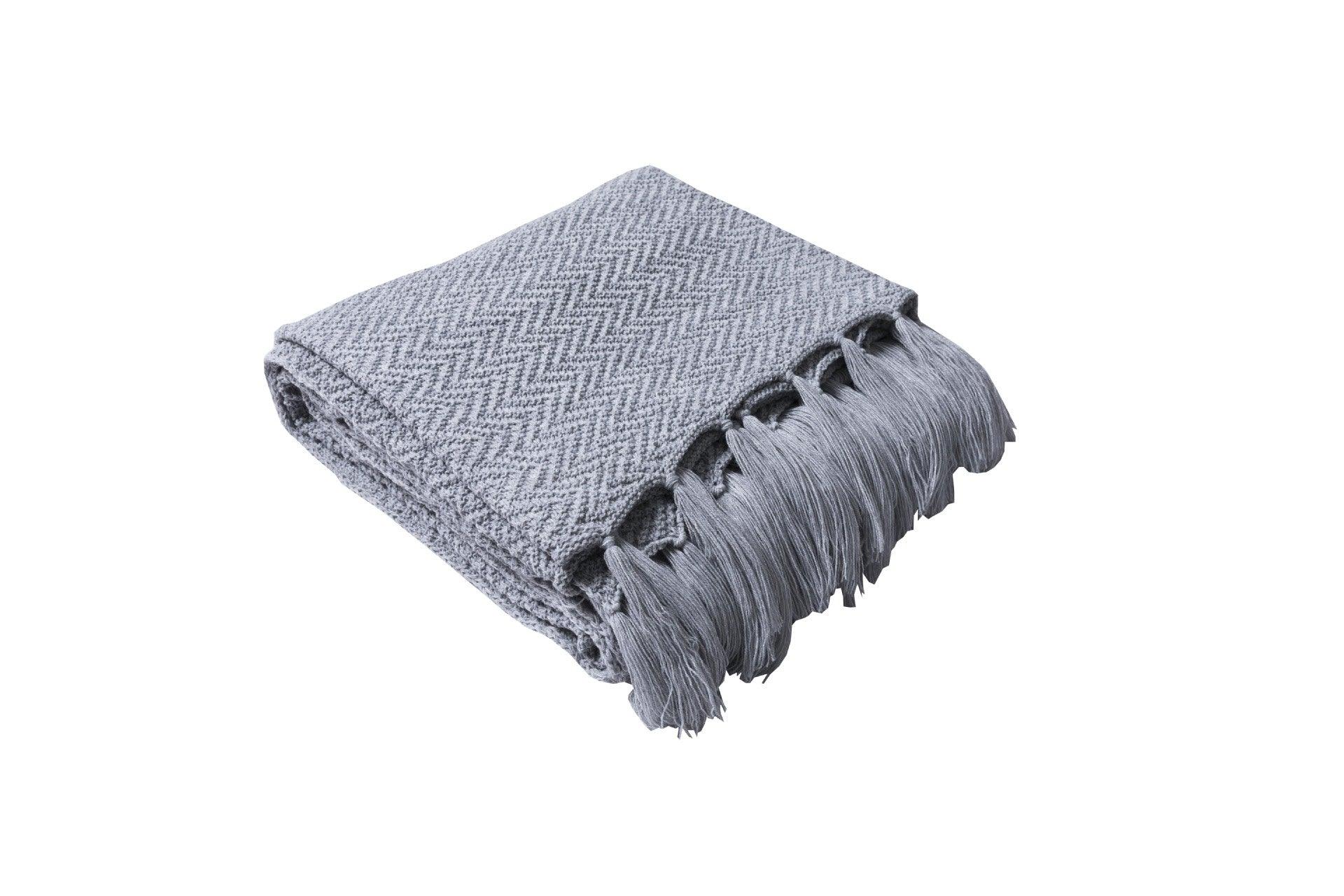 Acrylic Knitted Sofa Blanket Soft Photography PropsLight Gray 130x160CM 