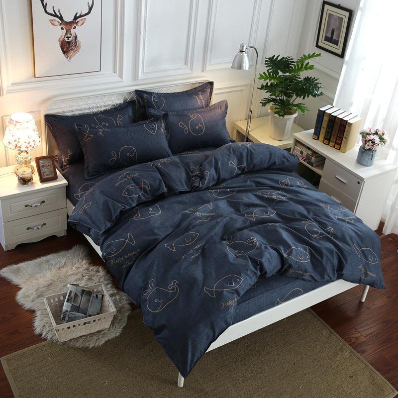 Aloe-Infused Comfort: Four-Piece Printed Pattern Cotton Bedding Set5 style 2m 4 pcs set