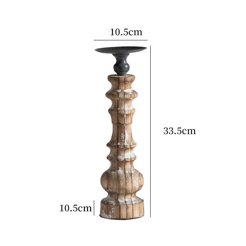 American Retro Solid Wood Wrought Iron Candle Holder OrnamentsMBK016 small  