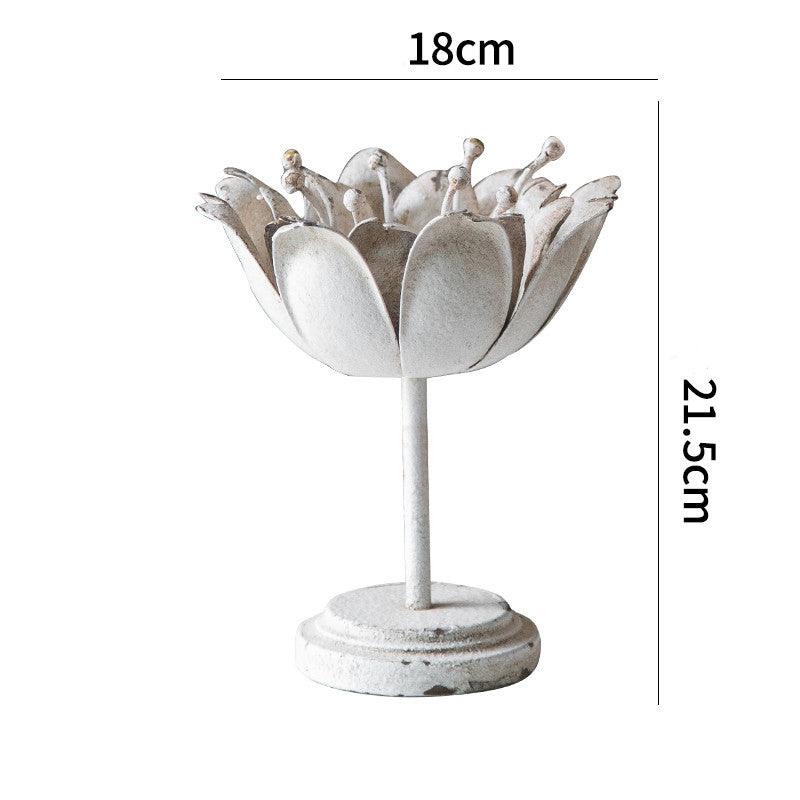 American Retro Solid Wood Wrought Iron Candle Holder OrnamentsTrumpet lotus  