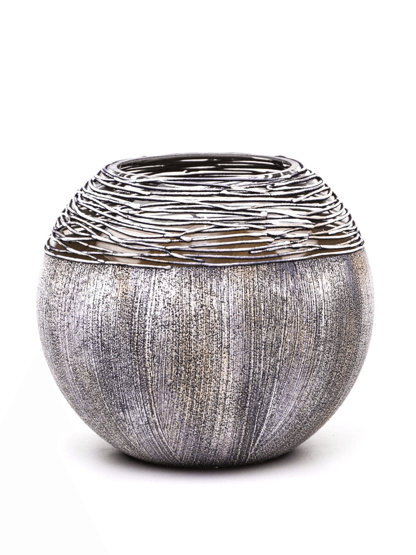 Art Decorated Gray Glass Vase for Flowers | Painted Art Glass Round Vase | Interior Design Home Room Decor | Table vase 6 inch | 5578/180/sh228  