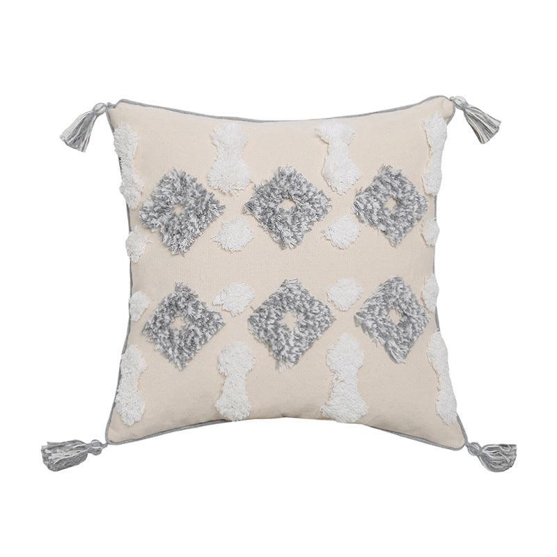 Artisanal Craftsmanship: Hand-Embroidered Tufted Throw Pillow - Fringed Waist Pillow Case for Luxurious Home AccentsA1A 45x45cm without core 