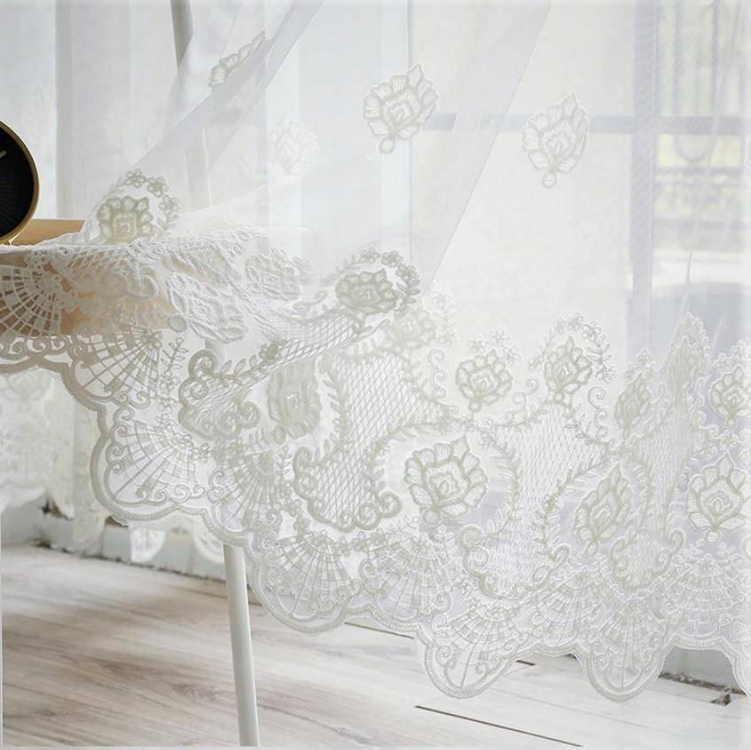 Avera white lace custom made curtain  