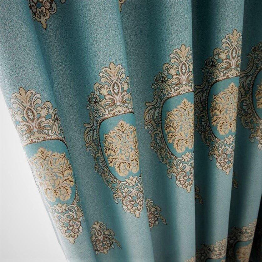Ayla brown or blue shiny custom made curtain  