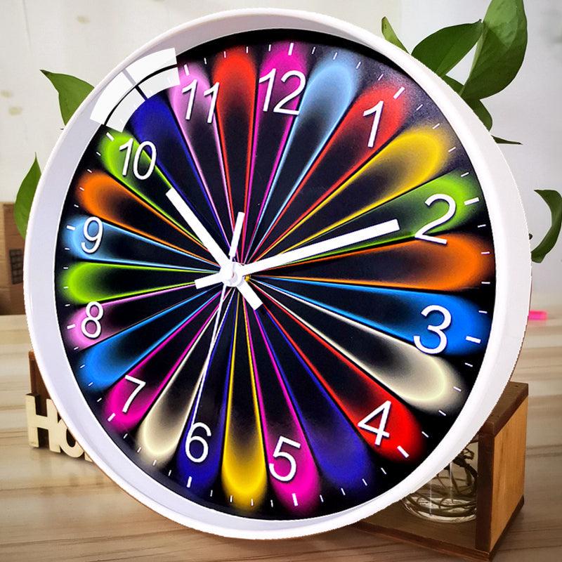 Bedroom Modern Simple Wall ClockMulticolor round rainbow 12inches 