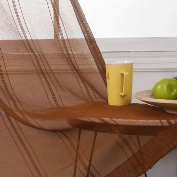Betra simple striped brown, white or grey sheer curtain  