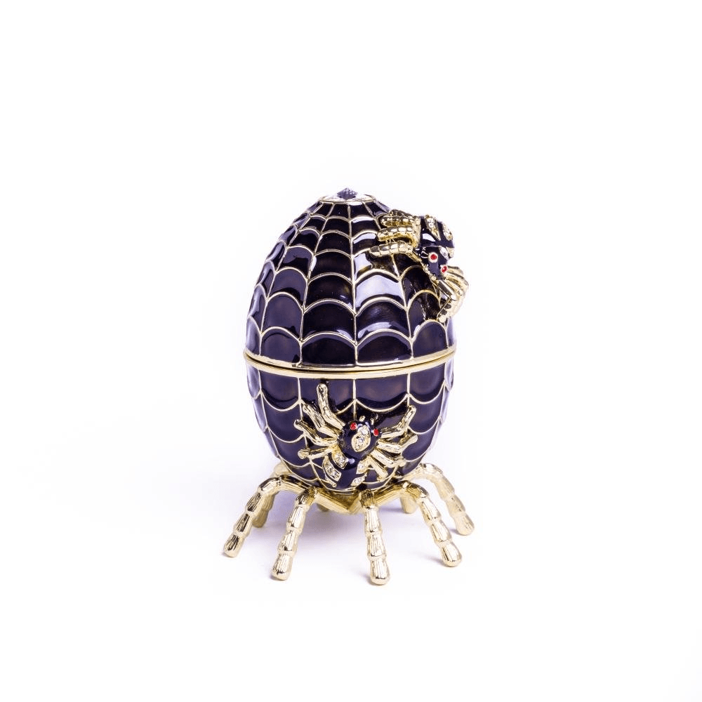 Black Faberge Egg Spiderweb Decoration Music Playing Egg  
