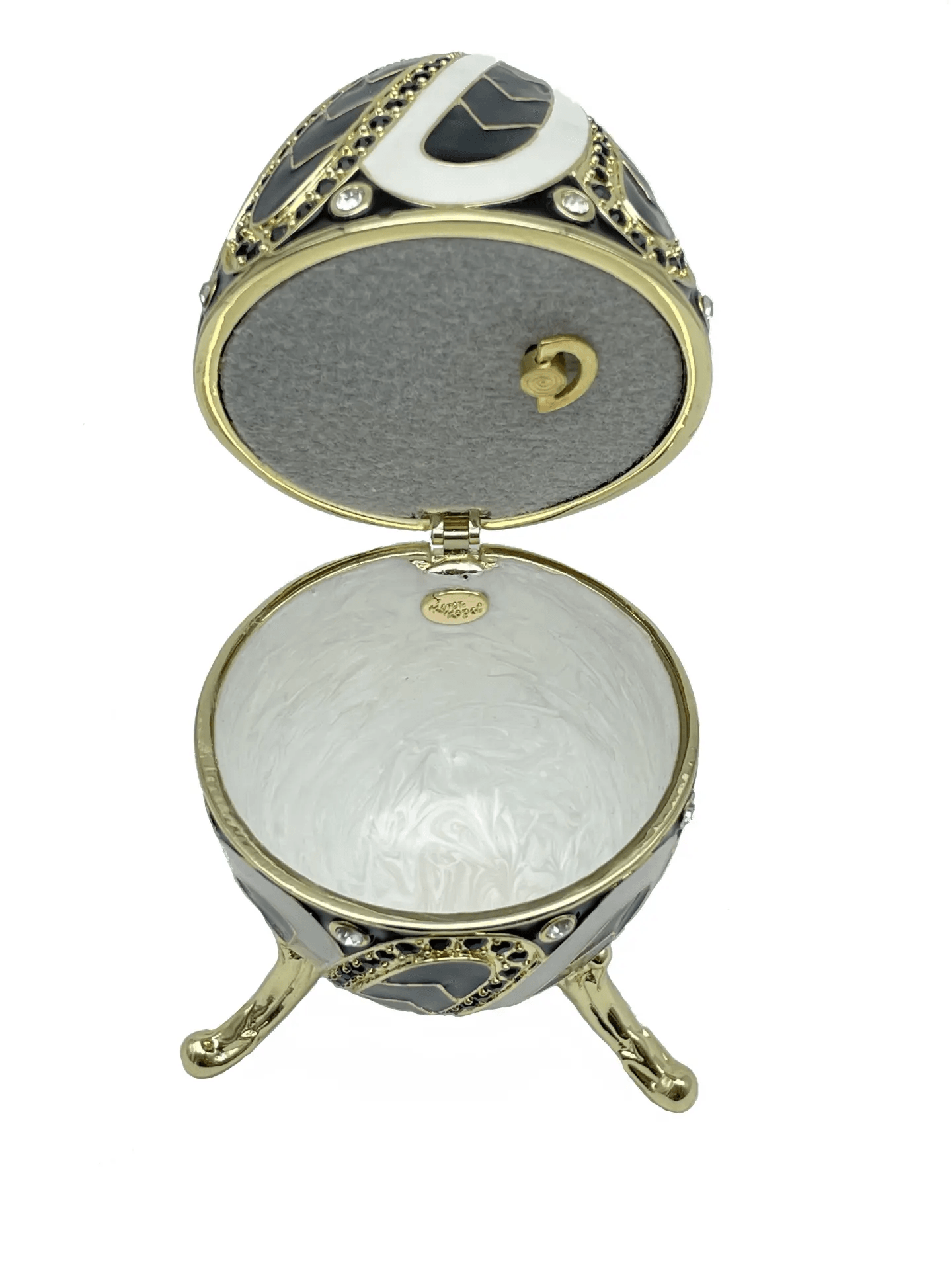 Black and White Music box Fur Elise by Beethoven Faberge Egg  
