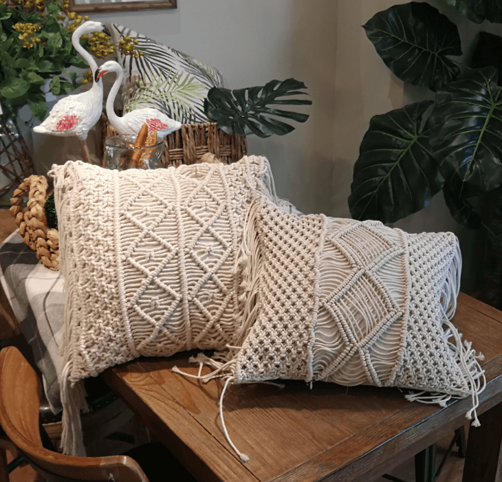 Bohemian Hand-woven Macrame Cotton Cushion Cover  