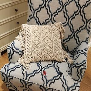 Bohemian Hand-woven Macrame Cotton Cushion CoverB 45x45cm 