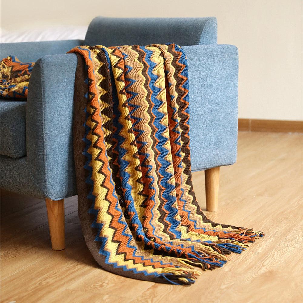 Bohemian Sofa Blanket Cross Border Knitting Blanket Office Nap Blanket Air Conditioning BlanketCoffee 127x152cm 