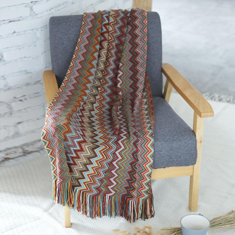 Bohemian knitted blanketRed  