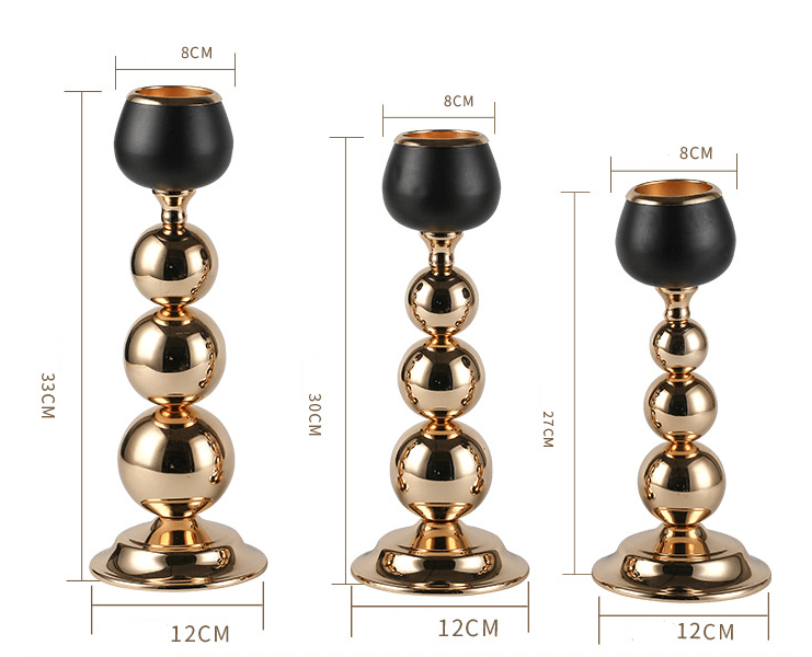 Candle Holder Iron Art Electroplating Spray Paint Black Plus Gold Ornaments8x12x33cm  