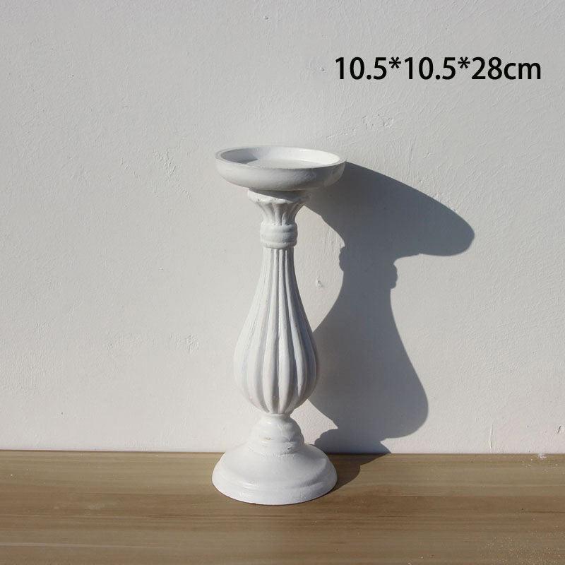 Candle Light Candle Holder Wooden OrnamentsWhite Medium 