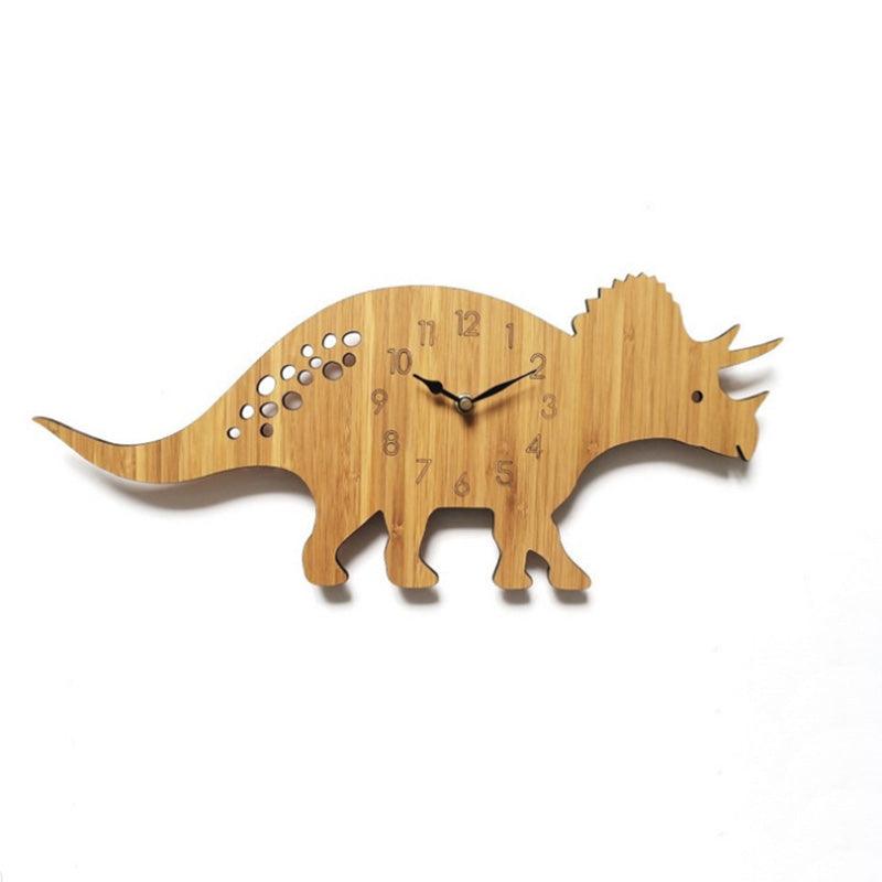 Cartoon triceratops dinosaur wall clockBrown  