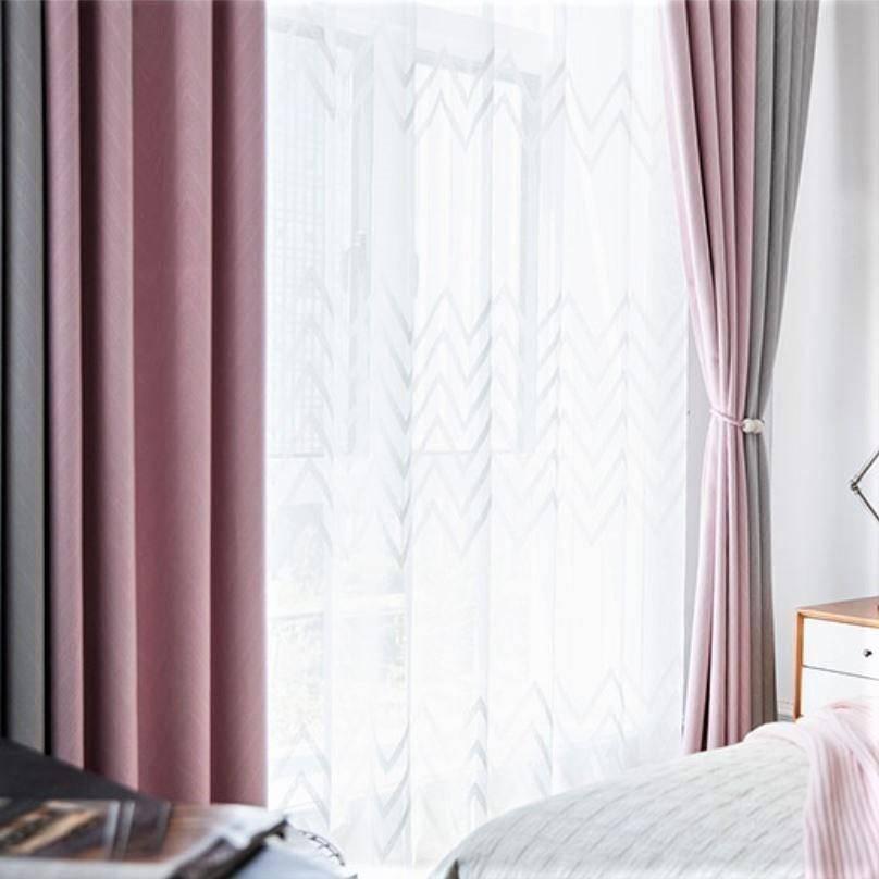 Casia pink and grey color custom made curtain  