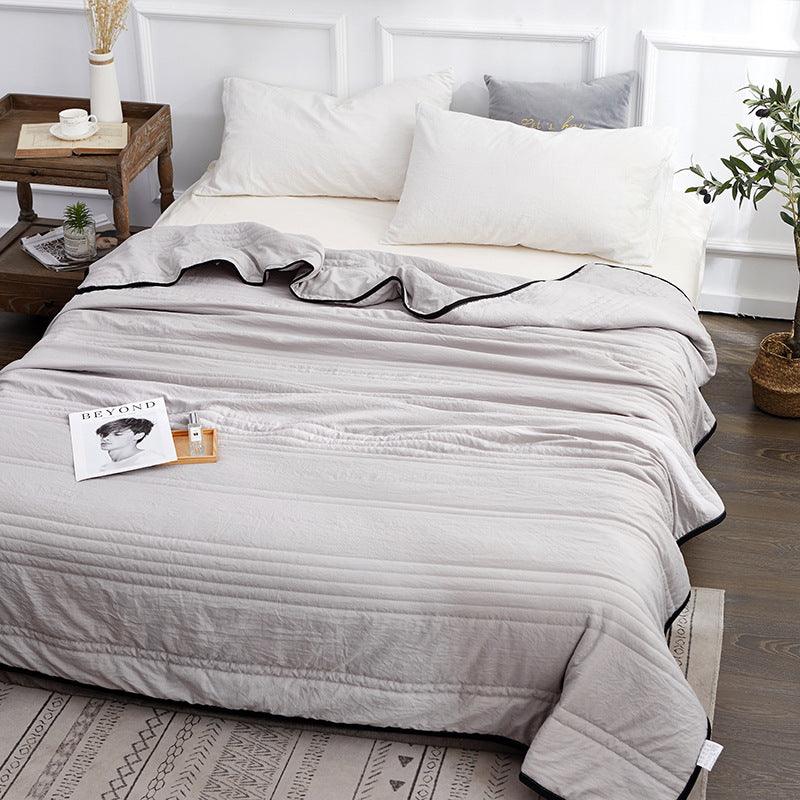 Complete Cooling Comfort: Cotton Quilted Air-conditioning Bed CoverGrey 100x150cm 