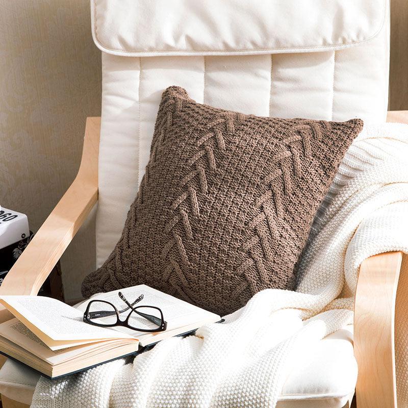 Cozy Comfort: Thick Wool Knitted Pillowcase - Elevate Your Home with Warm and Inviting TexturesLight brown  