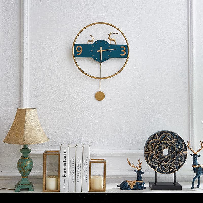 Creative Brass Wall Clock For Bedroom or Living RoomBlue  