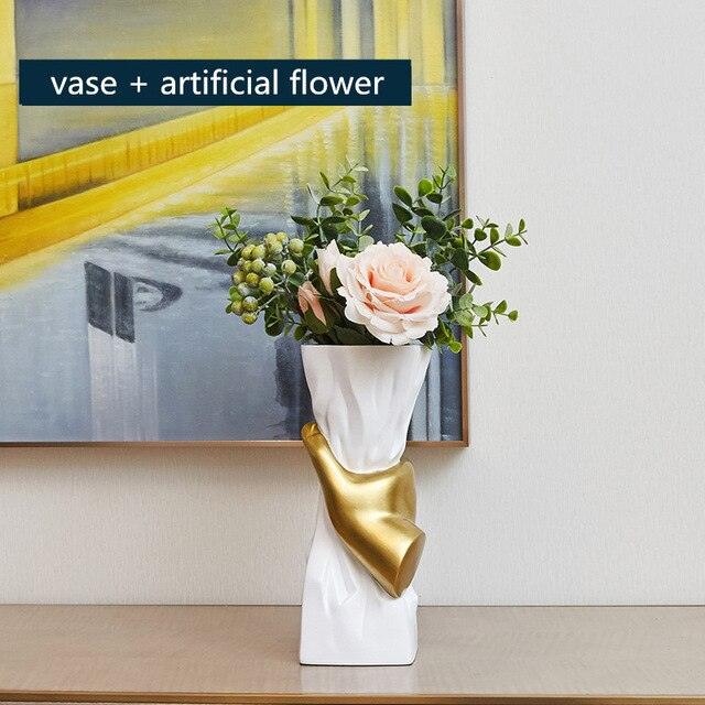 Creative Decorative White and Gold Modern VaseB flower  