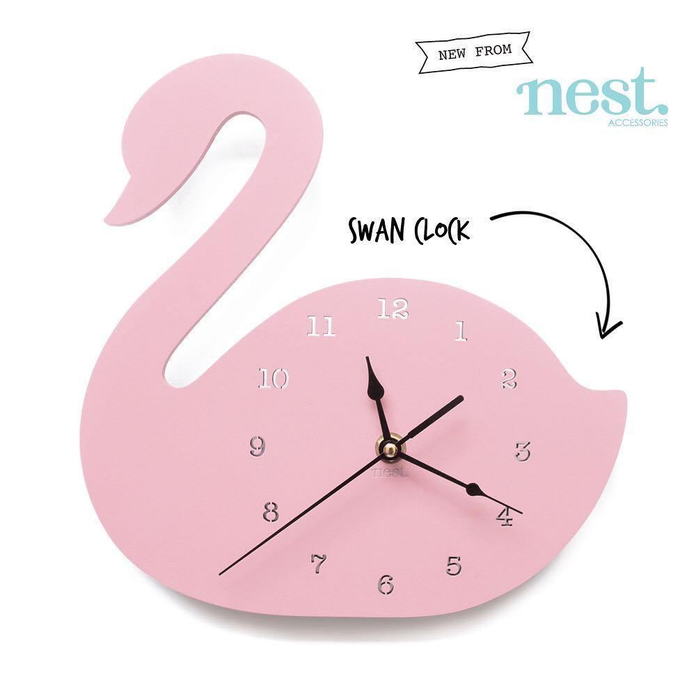 Creative Nursery Wall ClockPink swan  