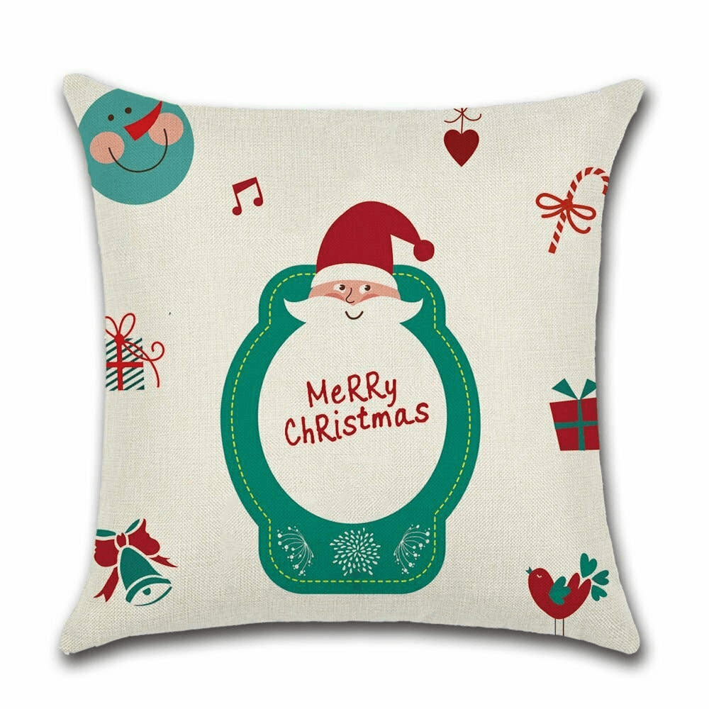 Cushion Cover Christmas - Green Santa Claus  