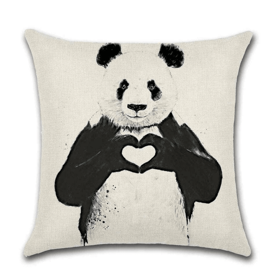 Cushion Cover Panda - Heart  