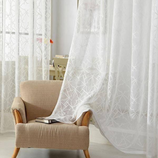 Dala rhombus pattern white sheer custom made curtain  