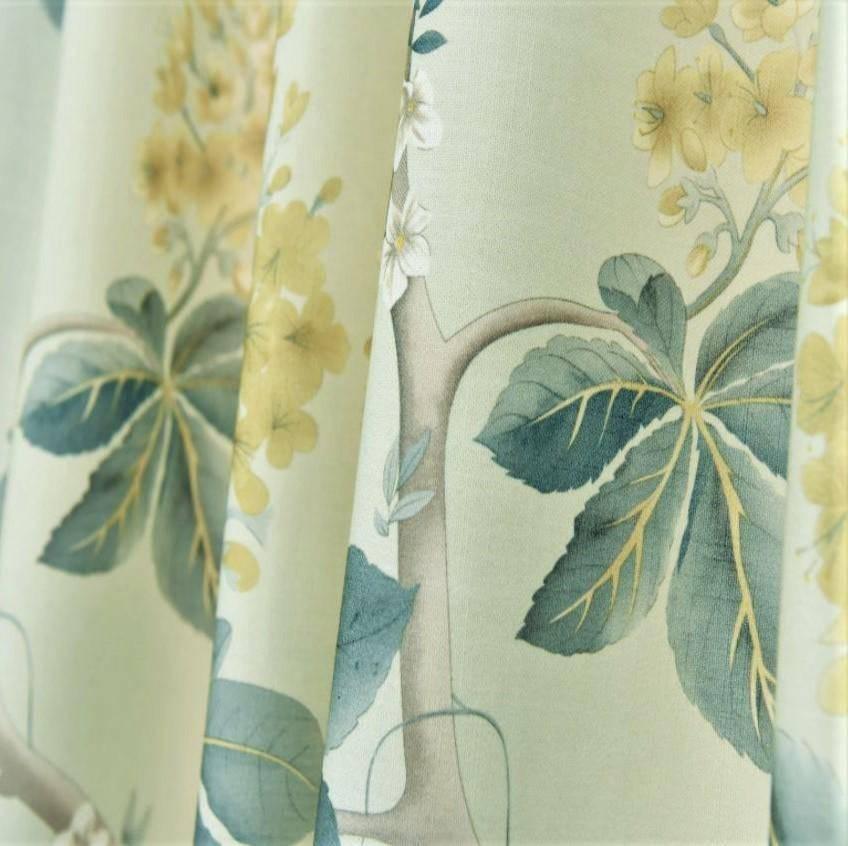 Davin beige and yellow color printed blackout curtain  
