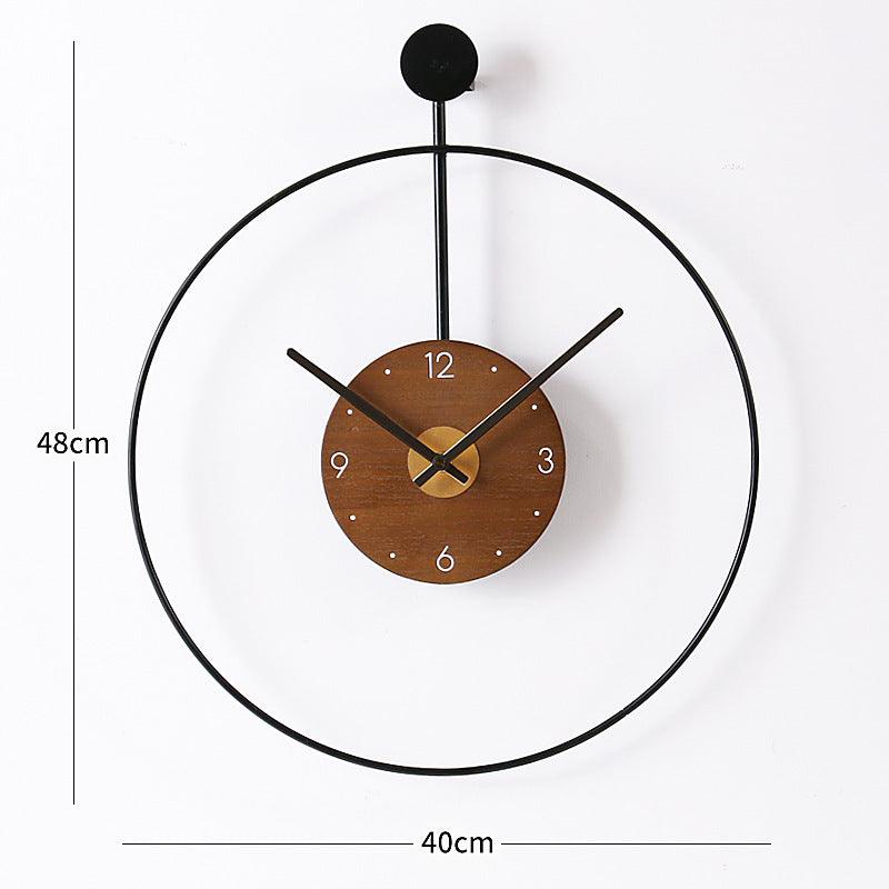 Decorative Clock Creative Metal Wood Wall ClockBlack  