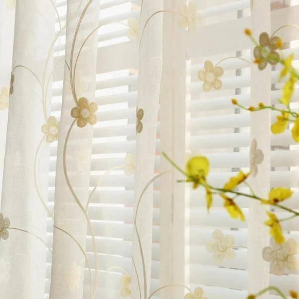 Derra flower embroidery white or blue sheer curtain  
