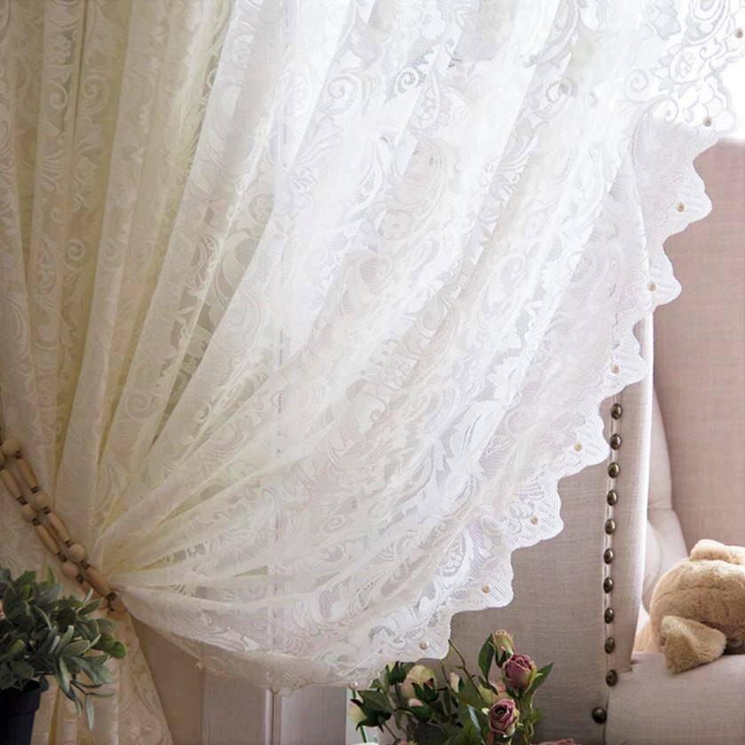 Dilli white lace custom made sheer curtain100 cm x250 cm Pencil Pleat 