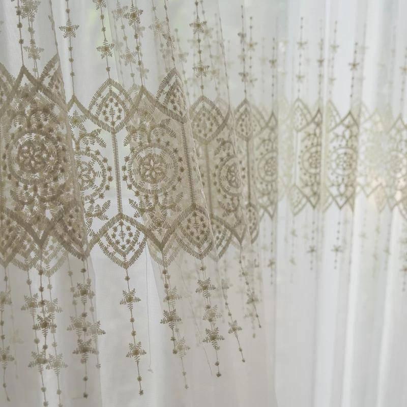 Dove embroidered white sheer custom made curtain  