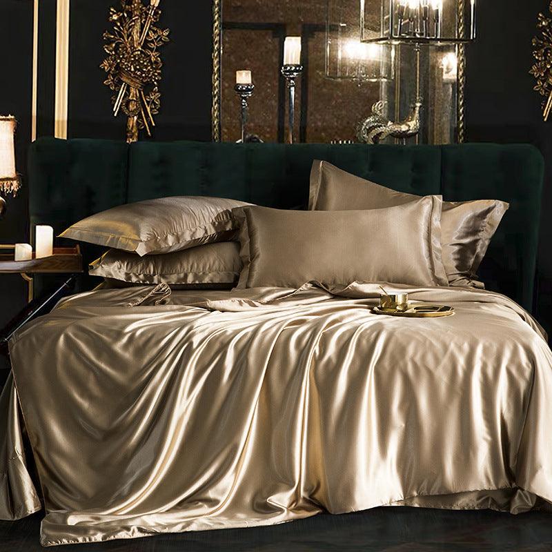 Elegance in Simplicity: Mulberry Silk Four-Piece Modern Minimalism Bedding SetChampagne gold Sheets 1.2m