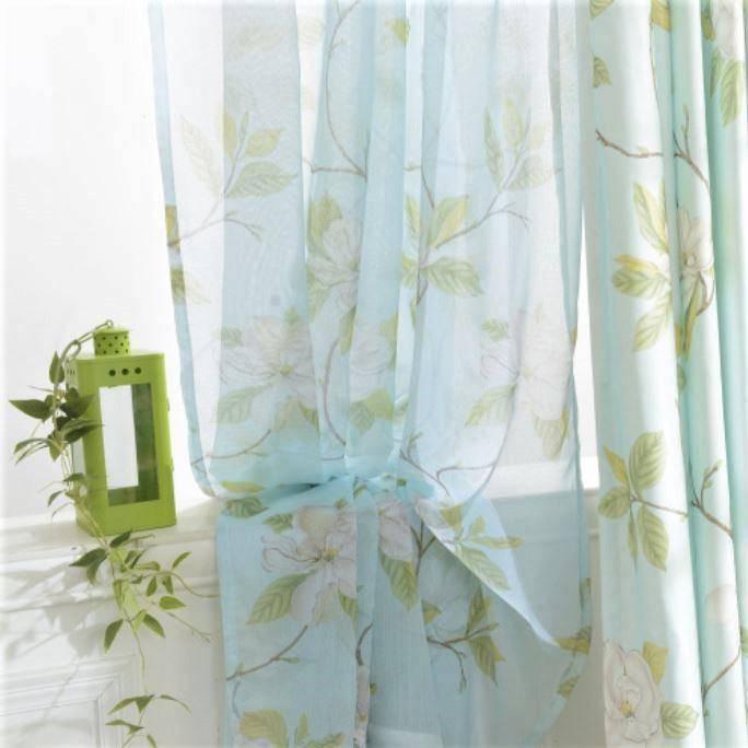 Elenta sky blue color custom made sheer curtain  