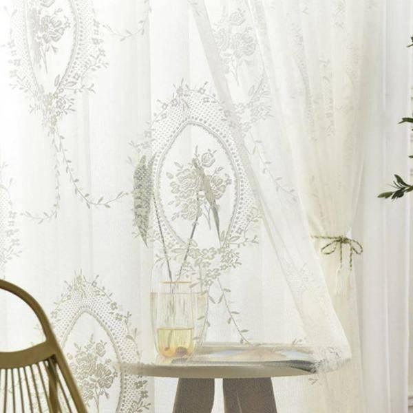 Eliase white lace custom made sheer curtain  