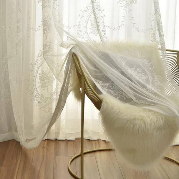 Eliase white lace custom made sheer curtain100 cm x 250 cm Pencil Pleat 